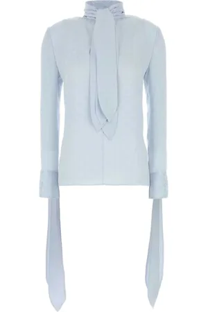 Givenchy Tops, Dames, Blauw, M, Strik Kraag Lichtblauwe Top