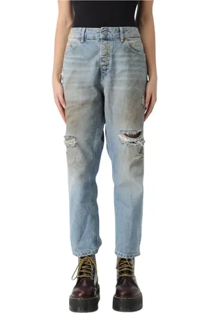 Dondup Jeans, Dames, Blauw, W26, Katoen, Klassieke Distressed Jeans