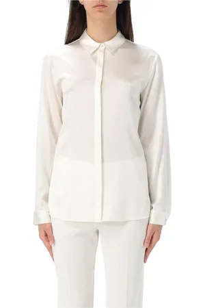 Emporio Armani Blouses & Shirts, Dames, Wit, 2Xs, Klassieke Zijden Blouse Elegante Witte Shirt