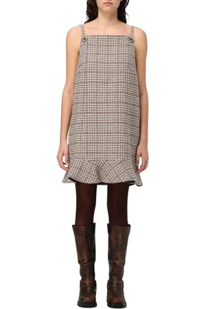 Ganni Kleedjes, Dames, Veelkleurig, L, Wol, Ruffle Hem Mini Jurk