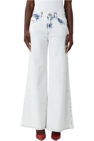 Diesel Jeans, Dames, Grijs, W28, Katoen, Wide Leg Grijze Jeans voor Vrouwen