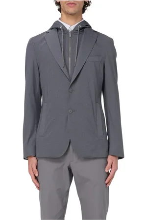 HUGO BOSS Jassen, Heren, Grijs, M, Veelzijdige Hooded Blazer Mannen Grijs