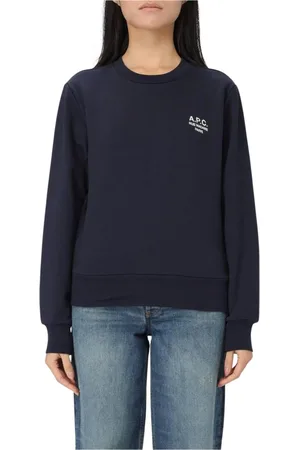 A.P.C. Sweatshirts & Hoodies, Dames, Blauw, M, Katoen, Groene Crew Neck Sweatshirt