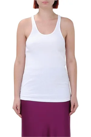 Isabel Marant Tops, Dames, Wit, S, Katoen, Witte Geribbelde Katoenen Tanktop