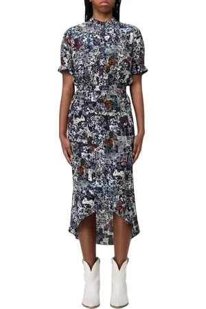 Zadig & Voltaire Kleedjes, Dames, Veelkleurig, S, Vlinderprint Midi Jurk