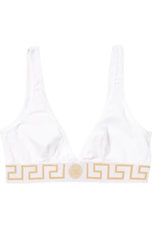 VERSACE Tops, Dames, Wit, L, Katoen, Sleutelband Driehoek Bralette