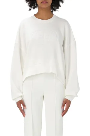 Elisabetta Franchi Sweatshirts & Hoodies, Dames, , XL, Katoen, Luxe geëmbosseerd logo sweatshirt