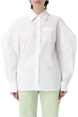 DEL CORE Blouses & Shirts, Dames, Wit, S, Katoen, Witte Ballonmouw Overhemd