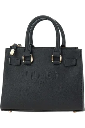 Liu Jo Tassen, Dames, Zwart, ONE Size, Leer, Blauwe tote tas met reliëf logo