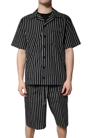 Dolce & Gabbana Nachtkleding & Lounge, Heren, Wit, M, Katoen, Gestreept katoenen heren pyjamaset nachtkleding