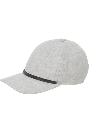 Brunello Cucinelli Accessoires, Dames, Grijs, M, Linnen, Grijze Kralen Linnen Baseballpet
