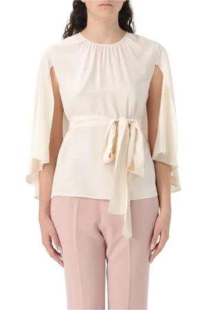 Liu Jo Blouses & Shirts, Dames, Wit, L, Zijden Cape Blouse Elegante Strik Taille