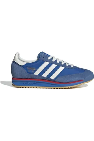 adidas Schoenen, Dames, Blauw, 39 1/3 EU, Blauwe Leren Sneakers Vetersluiting