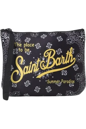 MC2 SAINT BARTH Tassen, Dames, Zwart, ONE Size, Bandana Print Clutch Tas