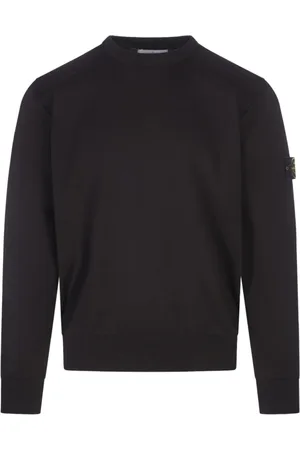 Stone Island Truien, Heren, Zwart, M, Katoen, Zwarte Katoenen Trui voor Mannen