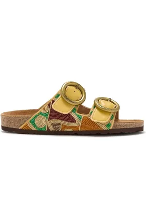Maliparmi Schoenen, Dames, Geel, 40 EU, Katoen, Mimosa Kralen Sandalen