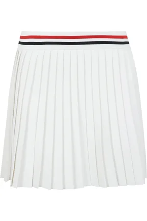 Thom Browne Rokken, Dames, Wit, S, RWB Geplooide Band Rok