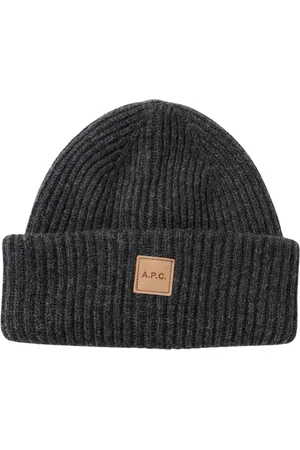 A.P.C. Accessoires, Dames, Grijs, S, Wol, Grijze Geribbelde Gebreide Beanie Hoed