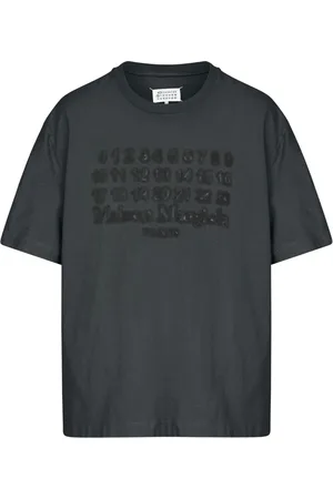 Maison Margiela Tops, Heren, Zwart, L, Katoen, Zwarte T-shirts en Polos met Borduursel