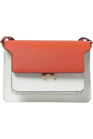 Marni Tassen, Dames, Wit, ONE Size, Leer, Tweekleurige Leren Crossbodytas