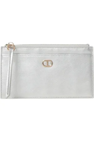 Twin-Set Accessoires, Dames, Grijs, ONE Size, Zwarte Metallic Clutch Portemonnee