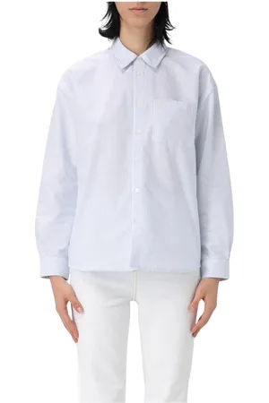 A.P.C. Blouses & Shirts, Dames, Blauw, M, Katoen, Blauw Gestreept Relaxte Fit Shirt