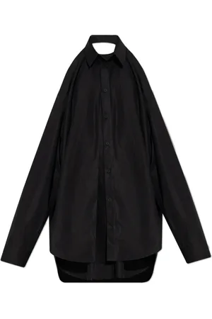 Balenciaga Kleedjes, Dames, Zwart, XS, Katoen, Mouwloze Overhemdjurk
