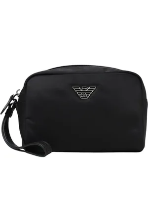 Emporio Armani Tassen, Dames, Zwart, ONE Size, Nylon, Adelaar Logo Make-up Tas