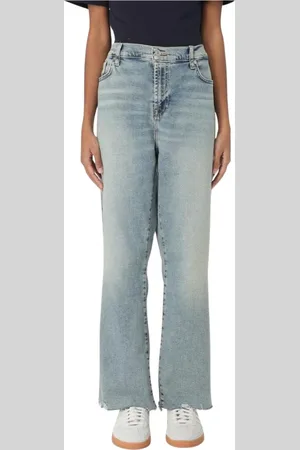 7 for all Mankind Jeans, Dames, Blauw, W29, Blauwe Wide Leg Raw Hem Jeans
