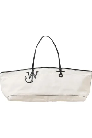 J.W.Anderson Tassen, Dames, , ONE Size, Leer, Witte Crossbody Tote Tas Logo