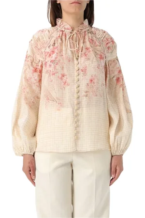 ZIMMERMANN Blouses & Shirts, Dames, Veelkleurig, XS, Roze Crewneck Sweatshirt, Casual Chic Stijl