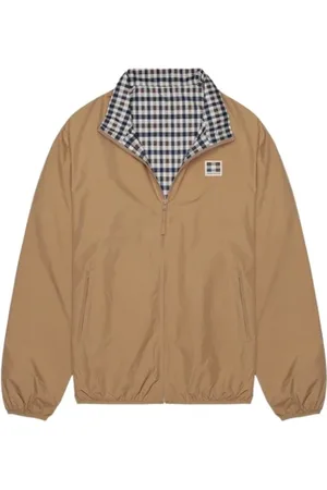 Aquascutum Jassen, Heren, Bruin, M, Polyester, Omkeerbare zeemansjas met verstelbare capuchon