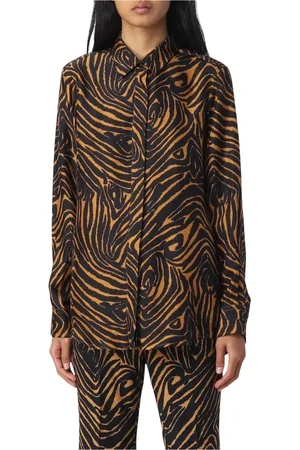 ALBERTO BIANI Blouses & Shirts, Dames, Zwart, S, Zebra Print Zijden Blouse