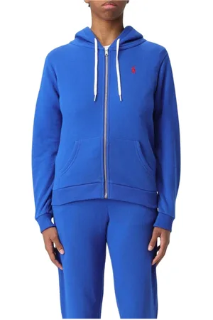 Ralph Lauren Sweatshirts & Hoodies, Dames, Blauw, S, Katoen, Blauwe Zip Up Hoodie Lange Mouwen