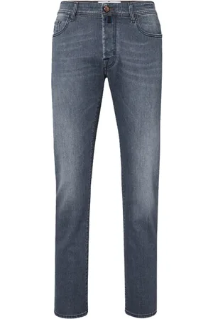 Jacob Cohen Jeans, Heren, Blauw, W31, Bard Grijze Jeans met Rode Stiksels