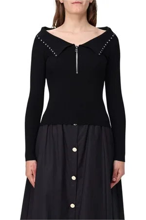Liu Jo Truien, Dames, Zwart, M, Elegante Zwarte Gebreide Trui