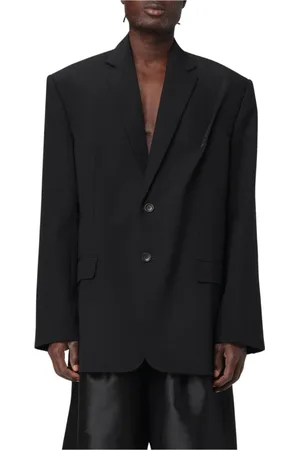 Y / PROJECT Jassen, Heren, Zwart, M, Leer, Moderne Zwarte Blazer met Revers