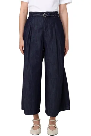 Liu Jo Broeken, Dames, Blauw, W25, Denim, Stijlvolle Wide-Leg Denim Broek
