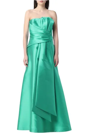 Alberta Ferretti Kleedjes, Dames, Blauw, S, Blauwe Zijden Avondjurk Met Gedrapeerd Detail