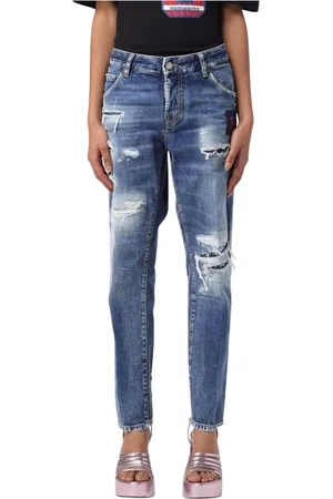 Dsquared2 Jeans, Dames, Blauw, S, Katoen, Stijlvolle Distressed Blauwe Jeans