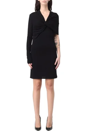 Saint Laurent Kleedjes, Dames, Zwart, L, Elegante Twist Front Zwarte Jurk