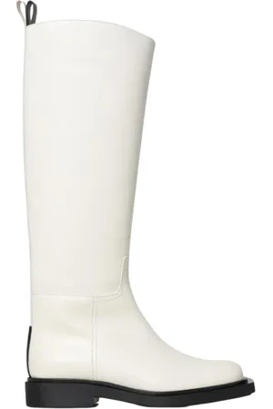 3Juin Schoenen, Dames, Wit, 40 EU, Witte Leren Kniehoge Laarzen