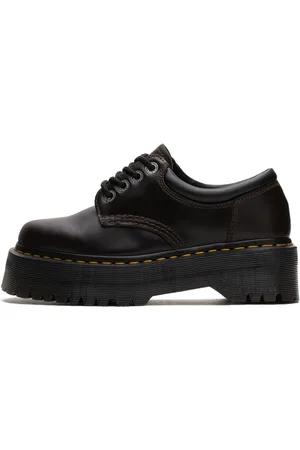 Dr. Martens Schoenen, Heren, Bruin, 42 EU, Leer, Quad Bruin Leren Plateau Schoenen