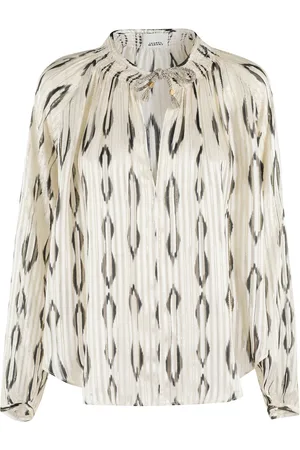 Isabel Marant Blouses & Shirts, Dames, Veelkleurig, S, Zijden Lurex Blouse in Ecru en Zwart