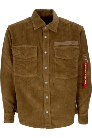 Alpha Industries Jassen, Heren, , M, Katoen, Cord Overshirt Sand Overhemd met Lange Mouwen