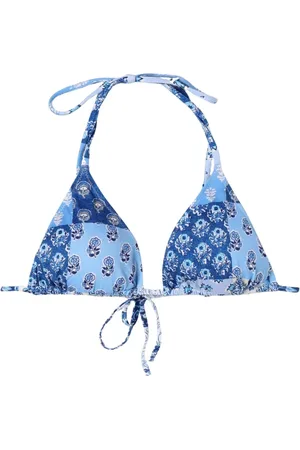 MC2 SAINT BARTH Badkleding, Dames, Blauw, M, Blauwe Patchwork Triangel Bikini Top