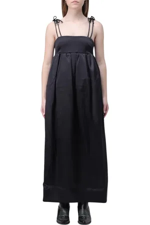 Ganni Kleedjes, Dames, Zwart, XS, Satijn, Zwarte Satijnen Maxi Jurk