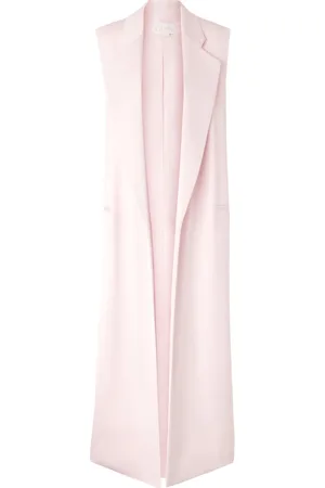 GENNY Jassen, Dames, Roze, S, Polyester, Roze Gebreide Vest Stijlvolle Revers Kraag