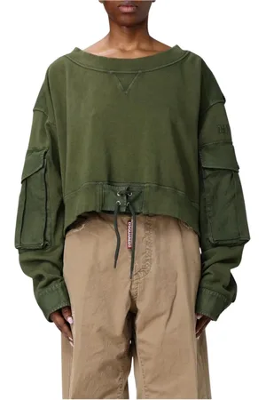 Dsquared2 Sweatshirts & Hoodies, Dames, Groen, S, Groene Logo Print Sweater