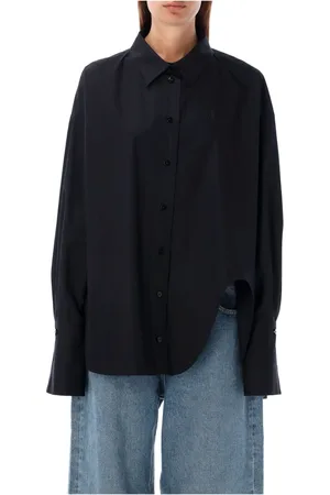 The Attico Blouses & Shirts, Dames, Zwart, S, Katoen, Zwarte Diana Shirt Katoen Oversized Fit